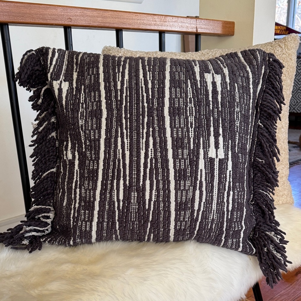 Anthropologie Gray and White Textured Kadin Throw Pillow